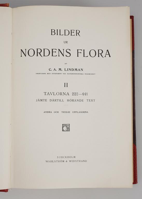 BÖCKER, 3 volymer, "Bilder ur Nordens Flora", C. A. M. Lindman, Wahlström & Widstrand, Stockholm 1922-1926.