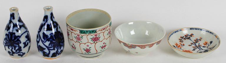 PARTI PORSLIN, 5 delar, Kina, 1700-1900-tal.