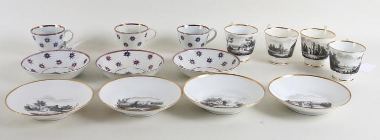 KOPPAR MED FAT, 4+3, flintgods. 1800-tal.