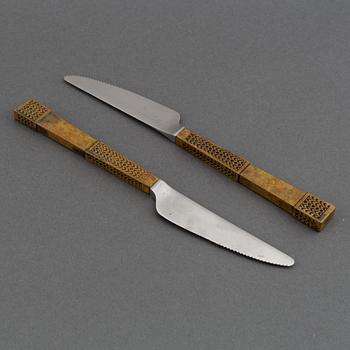 Pentti Sarpaneva, 24 pcs bronze and stainless steel flatware.