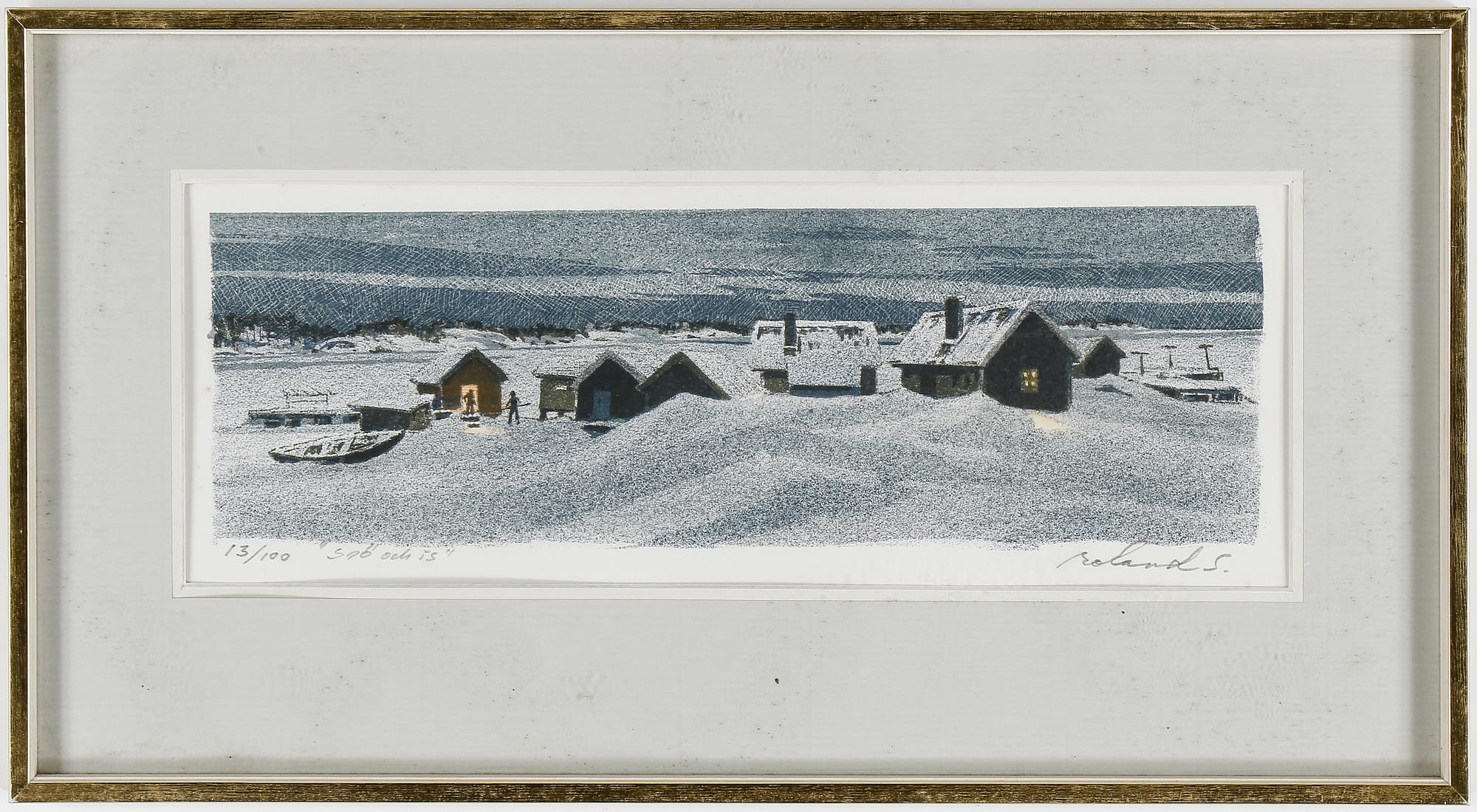 ROLAND SVENSSON, färglitografi, "Snö och is", signerad och numrerad 13/100.
