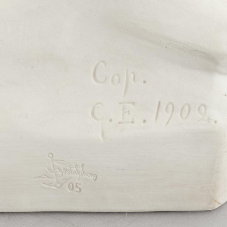 A biscuit porcelain sculpture, Gustafsberg, dated 1905.