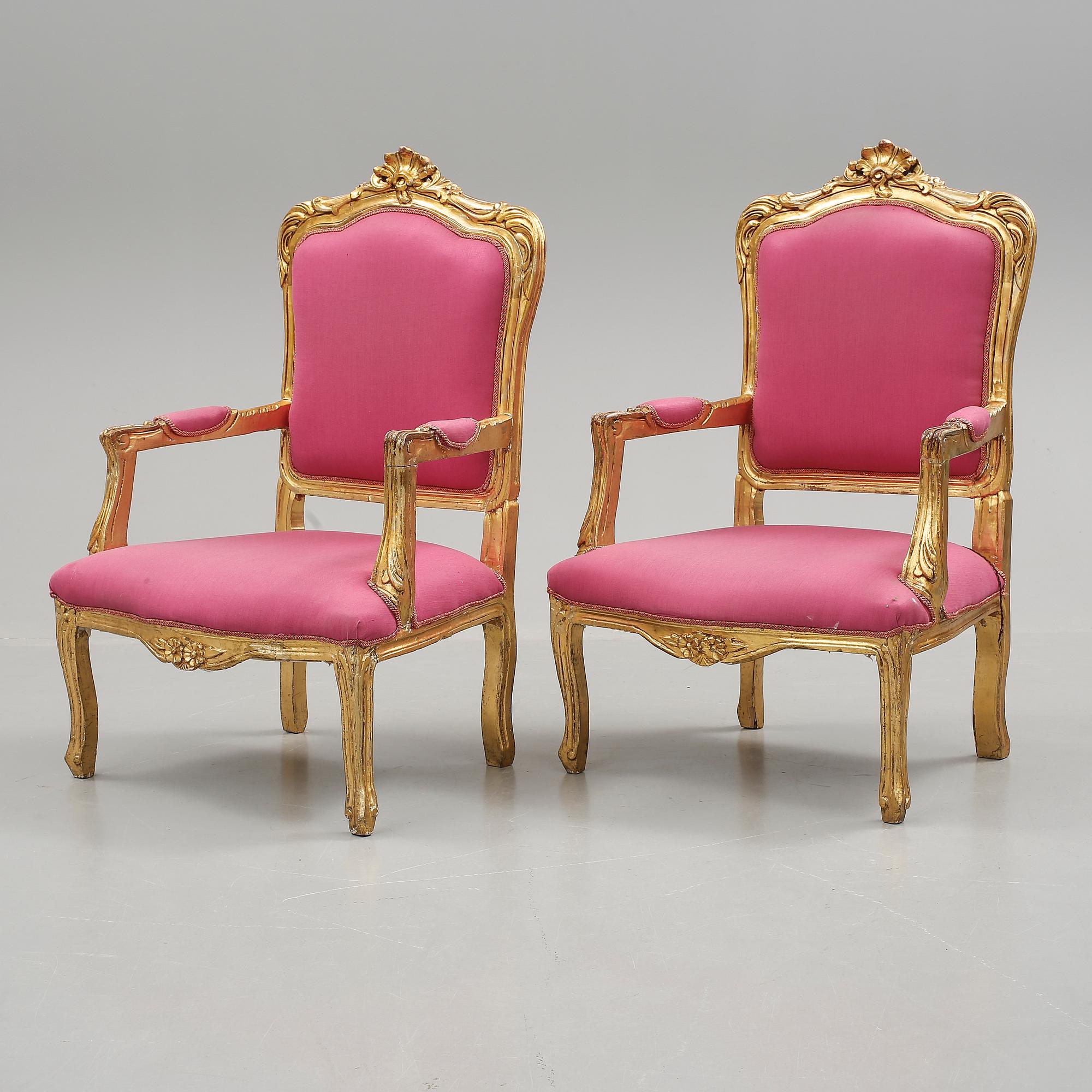 KARMSTOLAR, ett par, Louis XIV-stil, kring 1900-talets mitt.