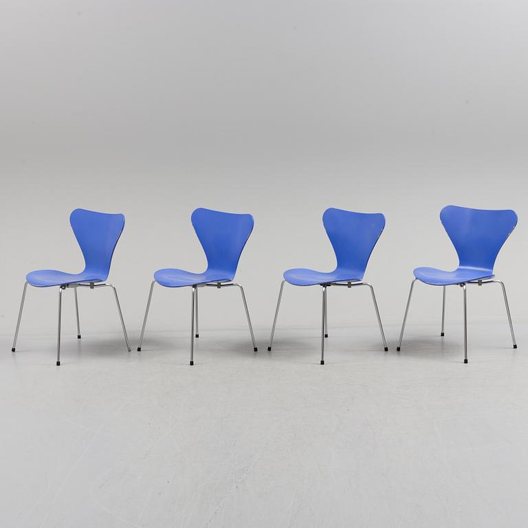 A set of four 1980s Arne Jacobsen "Sjuan" from Fritz Hansen.