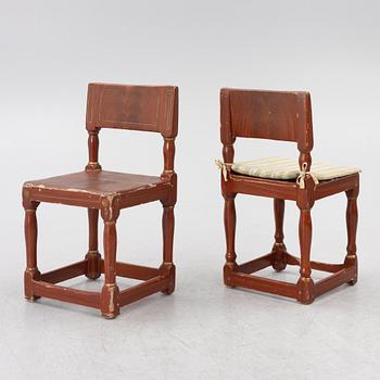 Chairs, three pieces, folk art, 17th/18th century.