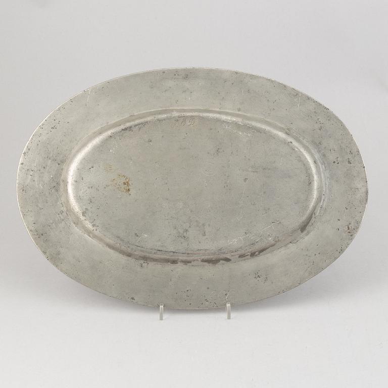 A group of six pewter dishes, different makers mark, most early 19th Century, Swedish/English.