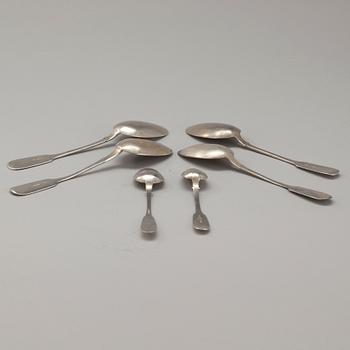 SKEDAR, 4+6, silver, snarlika, bl a Gratschev (Грачевь) Ryssland 1852-1888. Tot. vikt ca 271 g.