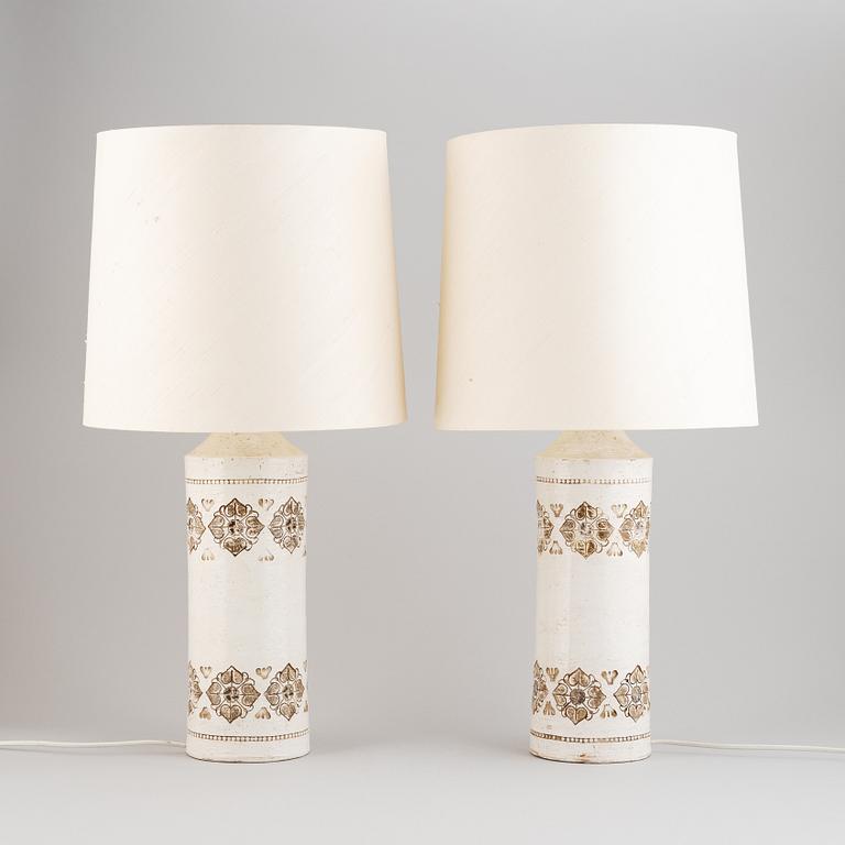 A pair of stoneware table lamps, Bitossi for Bergboms, 1960's-70's.