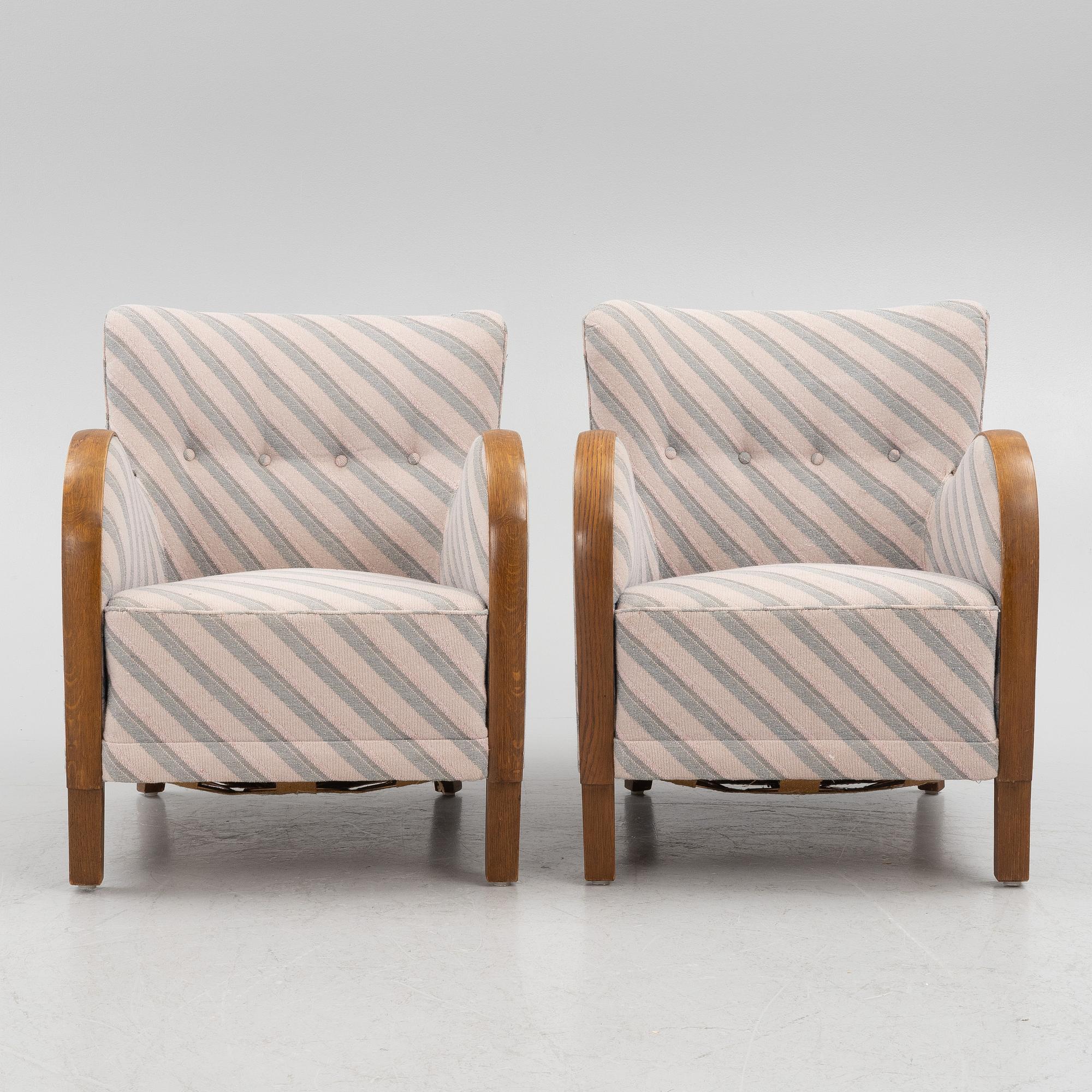 A pair of armchairs, 1930s.