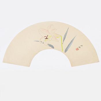 Olika konstnärer, färgträsnitt, sk "fan prints", 17 st, Japan, 1900-tal.