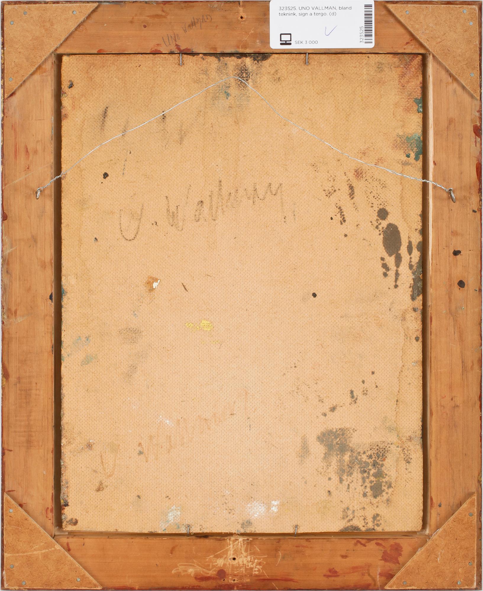 UNO VALLMAN, blandteknink, sign a tergo.