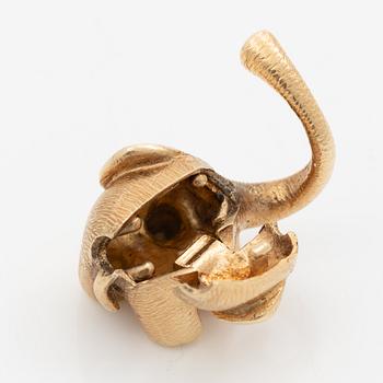 Ole Lynggaard lås/hänge i form av en elefant 14K guld med en rund briljantslipad diamant.