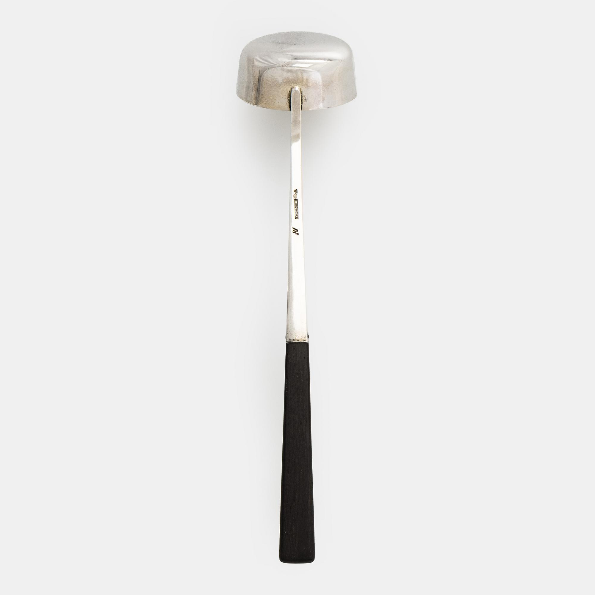 Mauno Honkanen, Sauce bowl with ladle, silver and rosewood, Tillander, Helsinki, 1958 and 1960.
