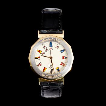 ARMBANDSUR, 18 k guld på stål, Admiral's Cup, Corum, 1990-talets mitt.