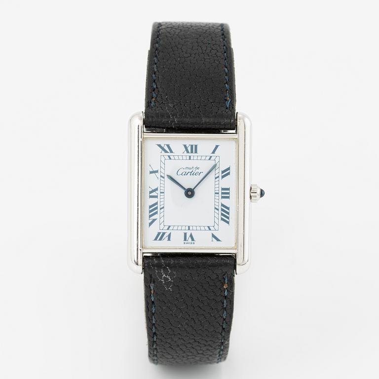 Cartier, must de Cartier, Tank, wristwatch, 23.5 x 23 (30.5) mm.