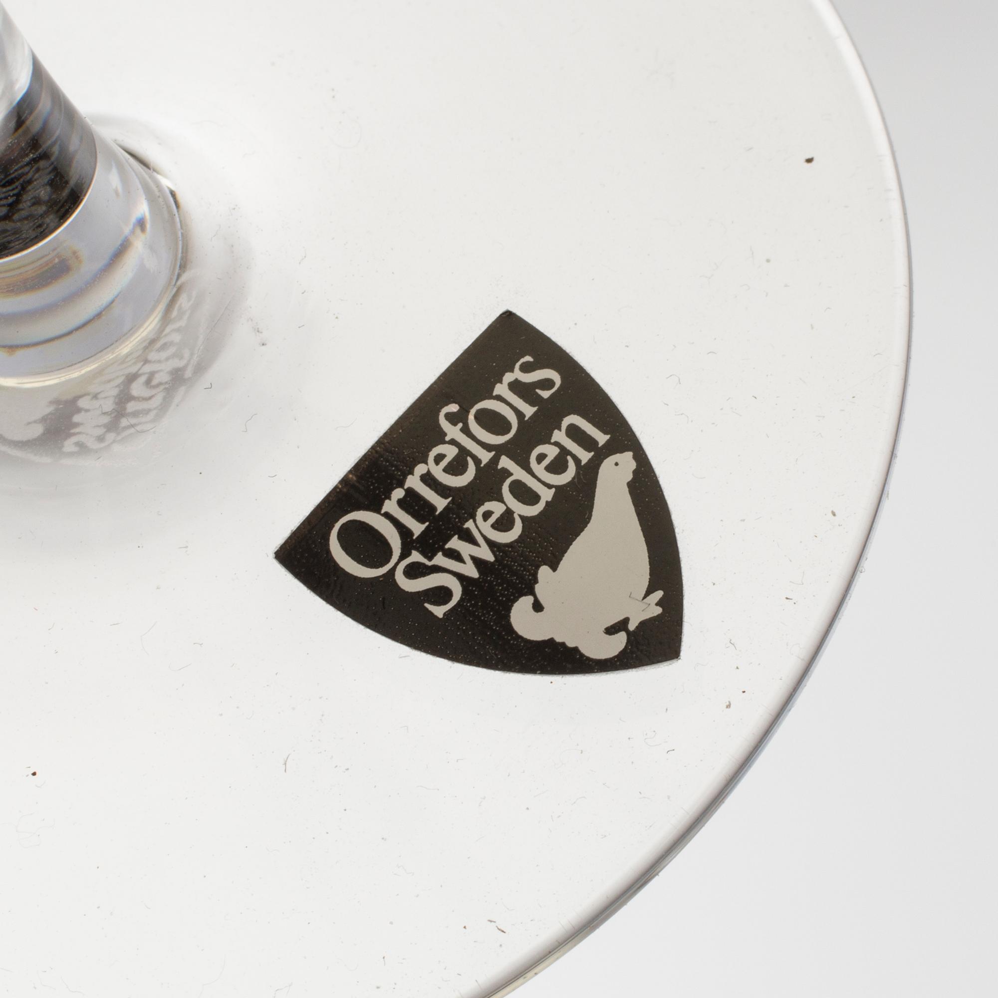 12 NILS LANDBERG 'Illusion' claret glasses from Orrefors.