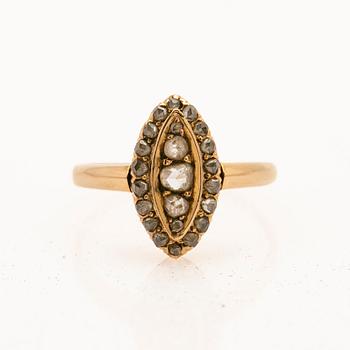 Ring, 18K gold, rose-cut diamonds, K. Anderson, 1896.