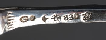 PARTI BESTICK, 6 delar. Silver, importstämplar mm.