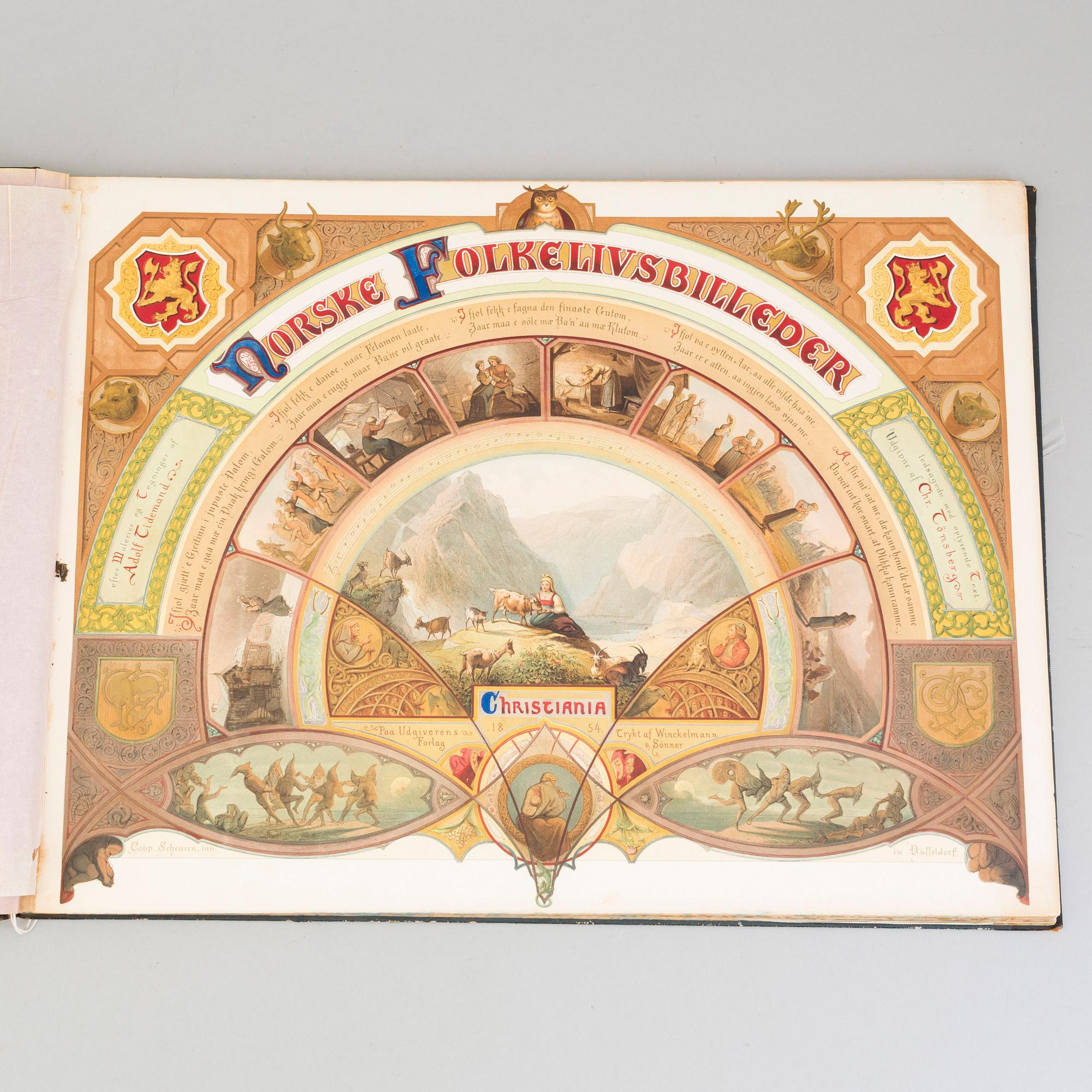 'Norske folkelivsbilleder efter Malerier og Tegninger af Adolph Tidemand', Christian Tönsberg, Christiania, 1854.