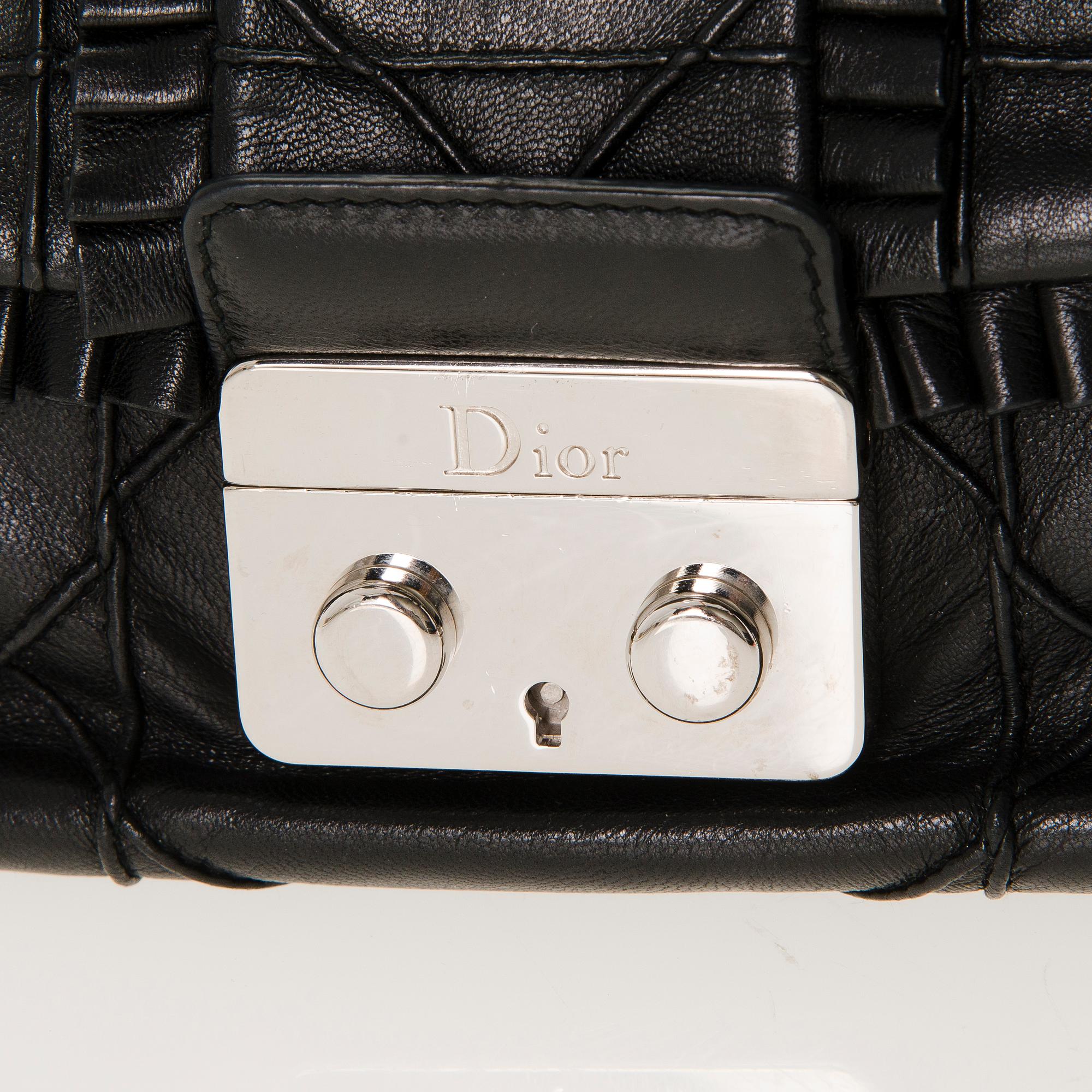 CHRISTIAN DIOR Quilted Ruffle Leather New Lock Flap Bag.