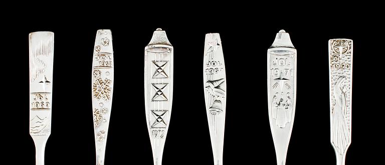 JULSKEDAR, 6 st, silver, Island, 1967-1972. Vikt 190 g.