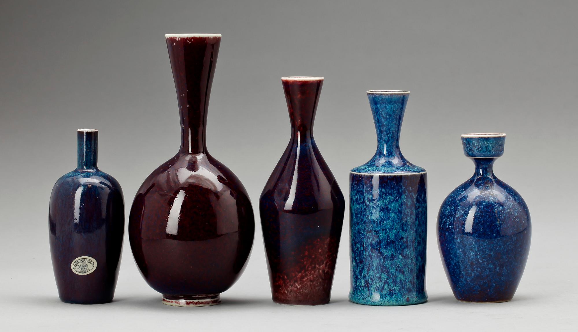 VASER, 5 st, stengods, Sven Wejsfeldt, Gustavsberg, 1980-tal.