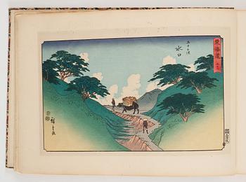 An album with Japanese woodblock prints after Ando Utagawa Hiroshige (1797-1858), mid 20th Century. (37 prints).