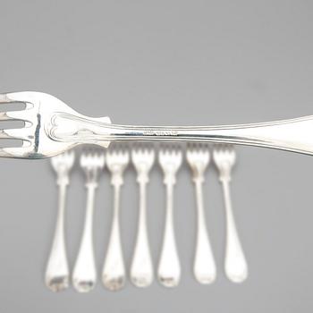 BORDSGAFFLAR,  8 st, silver, GAB, Stockholm, 1938. Totalvikt 477 gram.