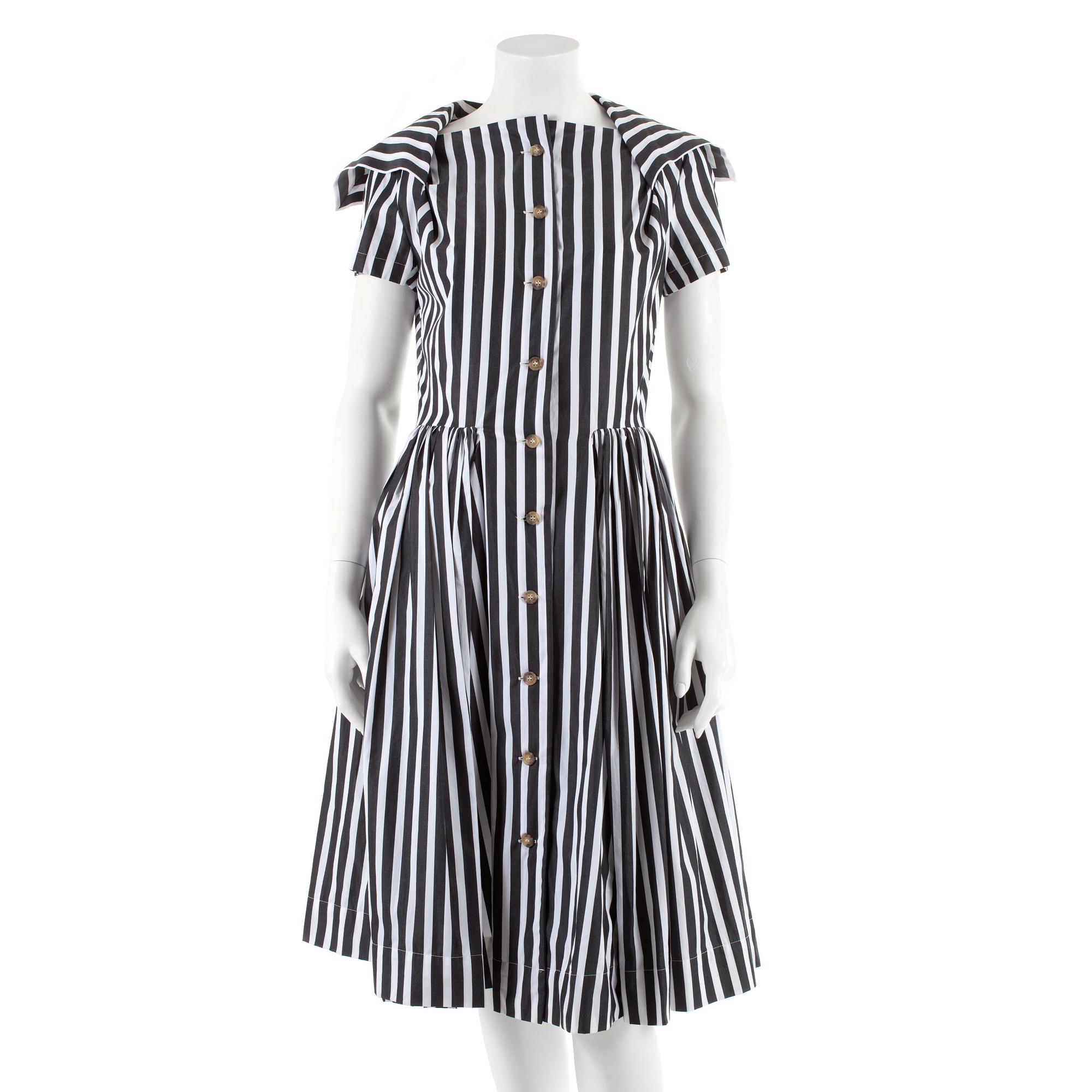 VIVIENNE WESTWOOD, a darkgrey stripe dress, size 42.