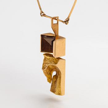 Björn Weckström, "Narcissos", A 14K gold, rock crystal and smoky quartz necklace. Lapponia 1969.