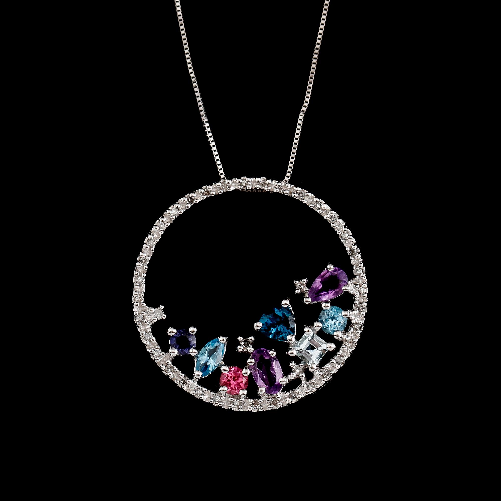 HÄNGE, 14 k guld, olikfärgade topaser, briljantslipade diamanter tot ca 0.12 ct.