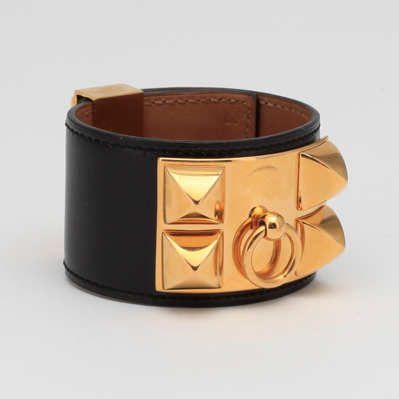 HERMÈS, a black "Collier de Chien" bracelet.