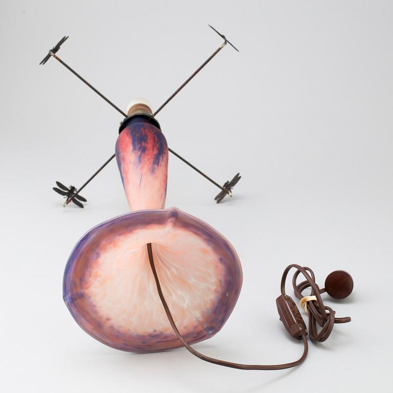 An early 20th century table lamps, signed Le Verre Francais.