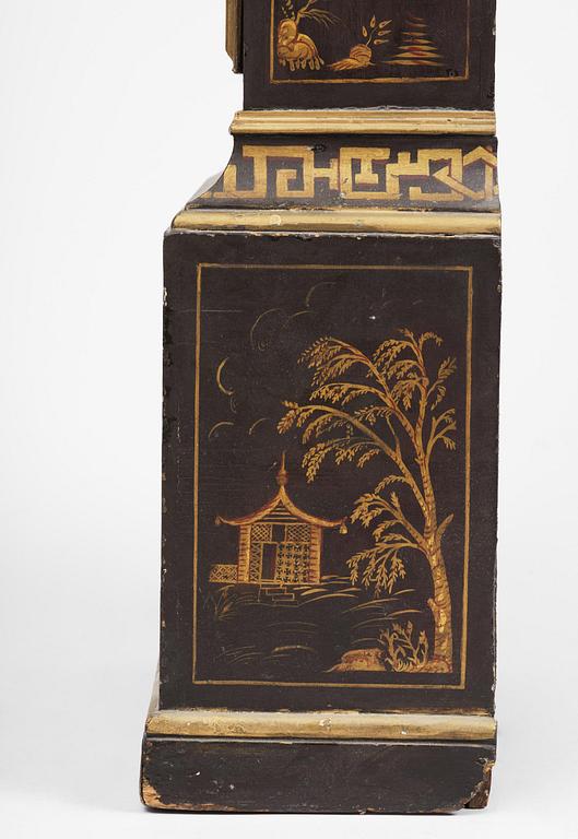 A George II japanned musical longcase clock by William Barrow (watchmaker in London 1700-36).