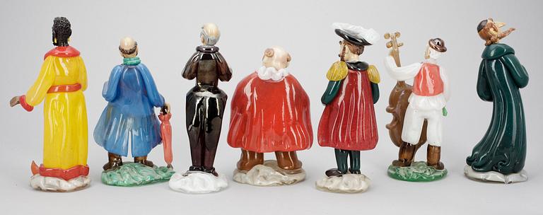 FIGURINER, 7 st, glas, trol Tjeckoslovakien, 1900-talets andra hälft.