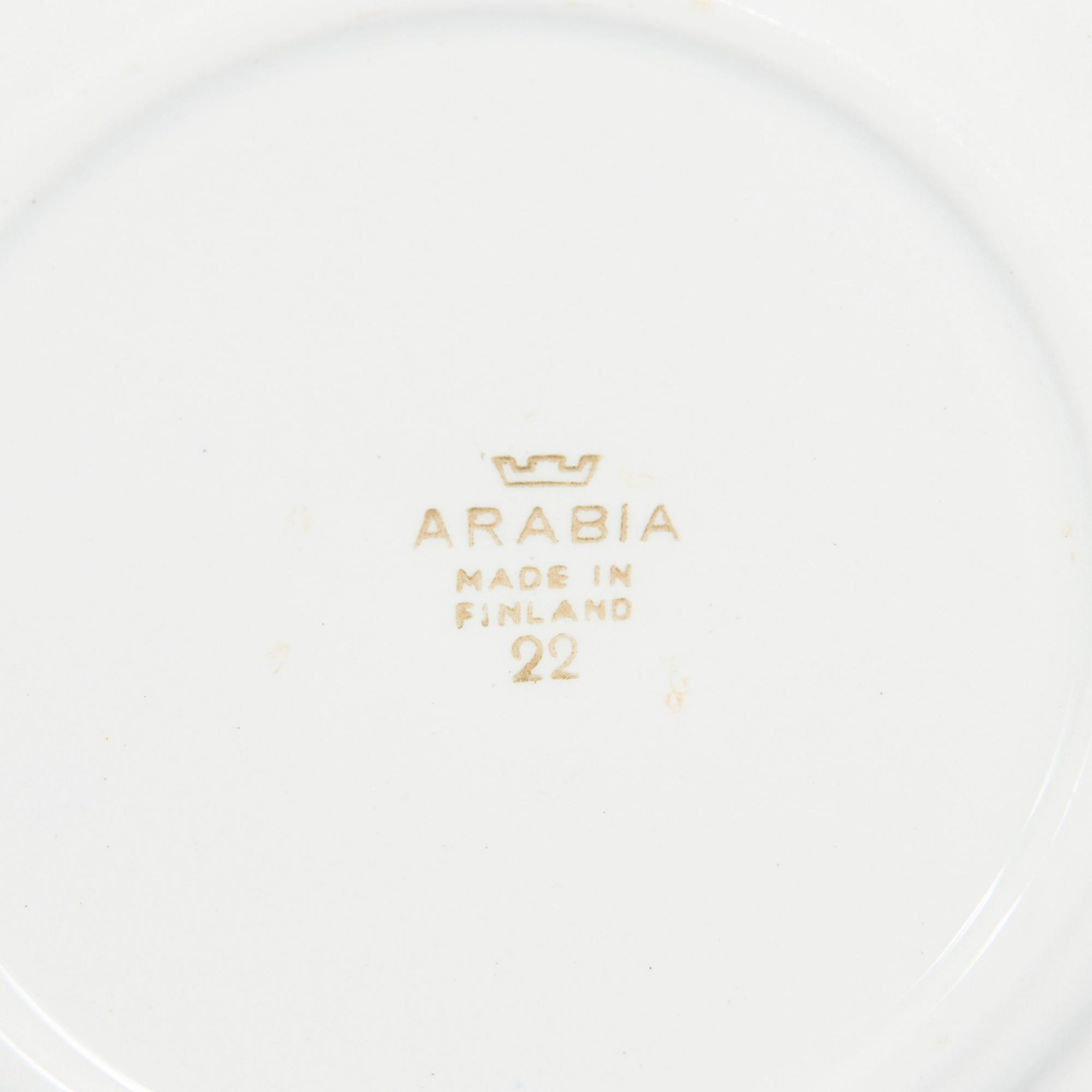 Astiaston osia, 45 osaa, ”Maisema” (Landskap), fajanssia, Reinhard Richter, Arabia, 1964–1971.