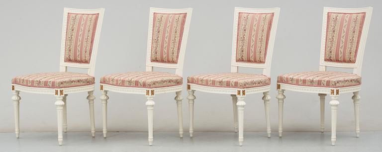 SALONGSGRUPP, 7 delar, gustaviansk stil samt sengustaviansk stil, 1800- och 1900-tal.