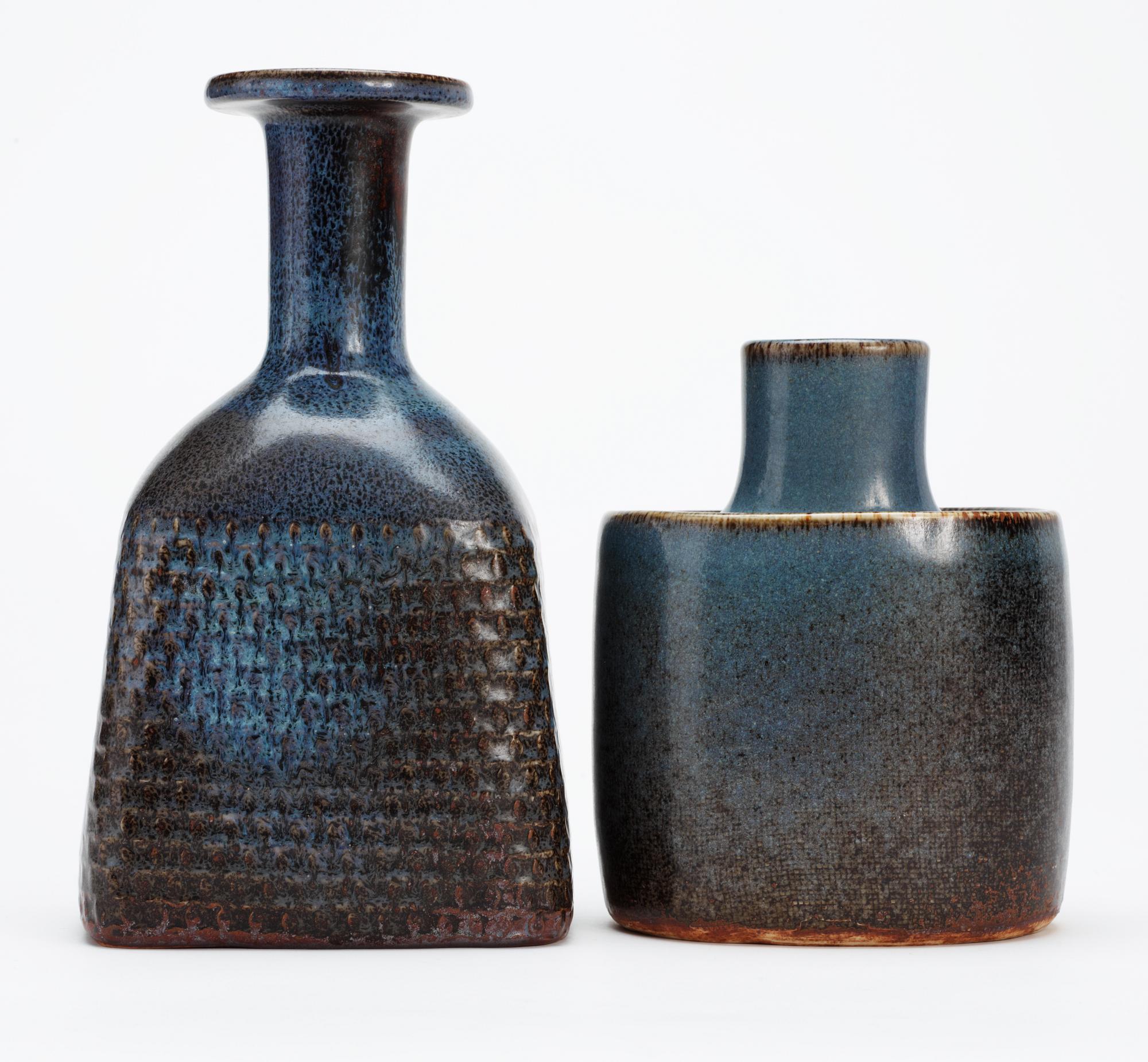 Two Stig Lindberg stoneware vases, Gustavsberg studio 1969-1971.