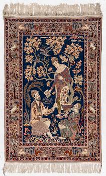 Carpet, Isfahan, figural, approx. 160 x 105 cm.