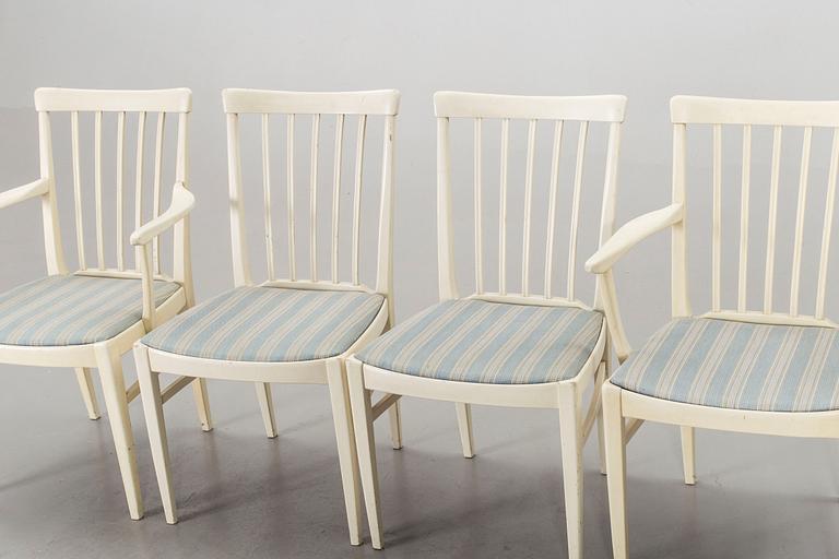 A dining group of 7 pieces by Carl Malmsten for Bodafors from the second half of the 20th century.