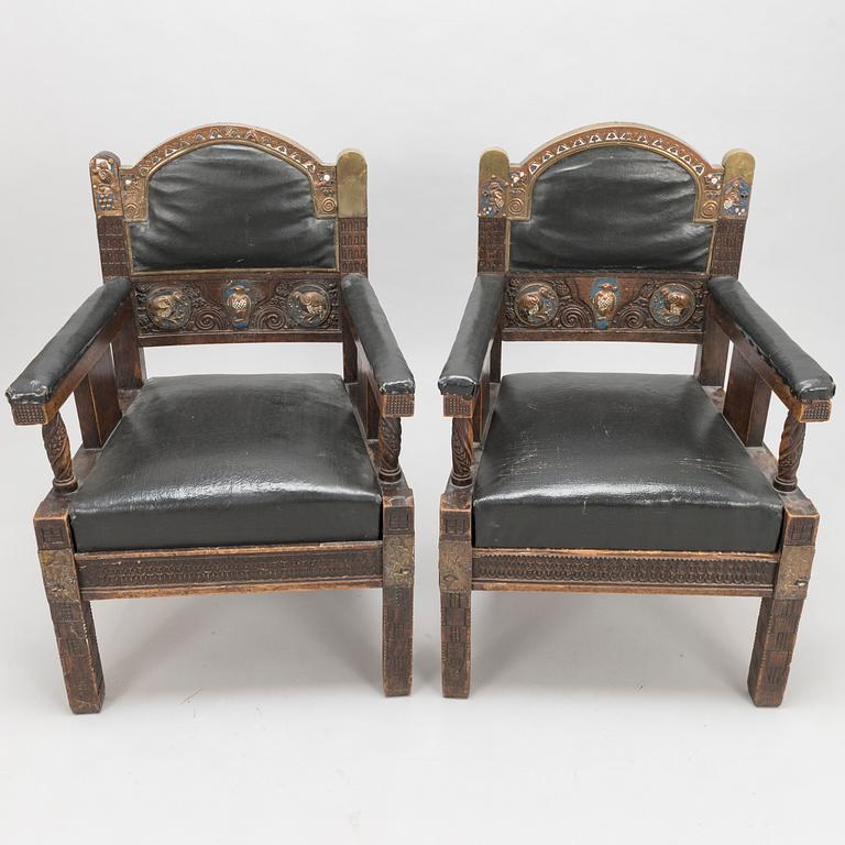 A pair of early 20th century armchairs.