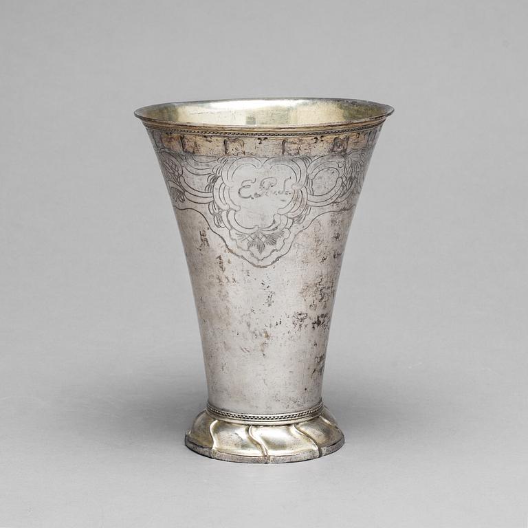 A Swedish 18th century parcel-gilt beaker, mark of Simson Ryberg, Stovkholm (1771-1807).