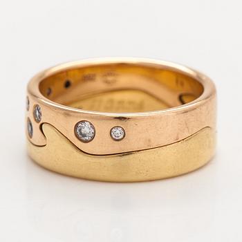 Georg Jensen, An 18K red and yellow gold ring "Fusion" with diamonds ca. 0.15 ct in total. Denmark.