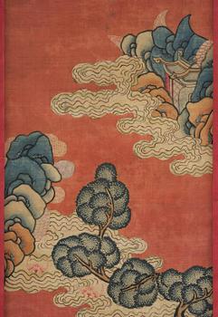 A set of four kesi panels depicting Xiwangmu and the daoist Immortals, late Qing dynasty.