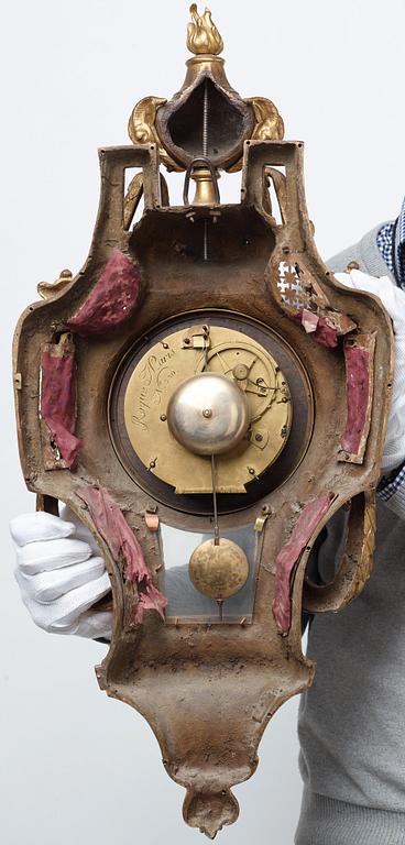 A Louis XVI gilt bronze wall clock by Jean Joseph Léonard Roque, active 1770-89.