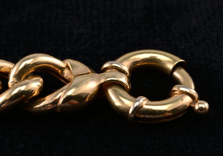 A CHAIN + BRACELET. 14K gold . Length 45 and 18 cm. Weight 70 g.