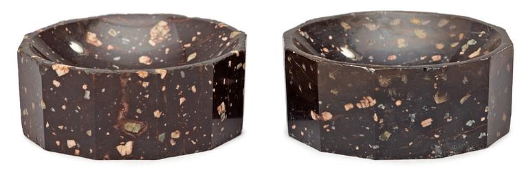 A pair of Swedish Empire 19th century porphyry salts.