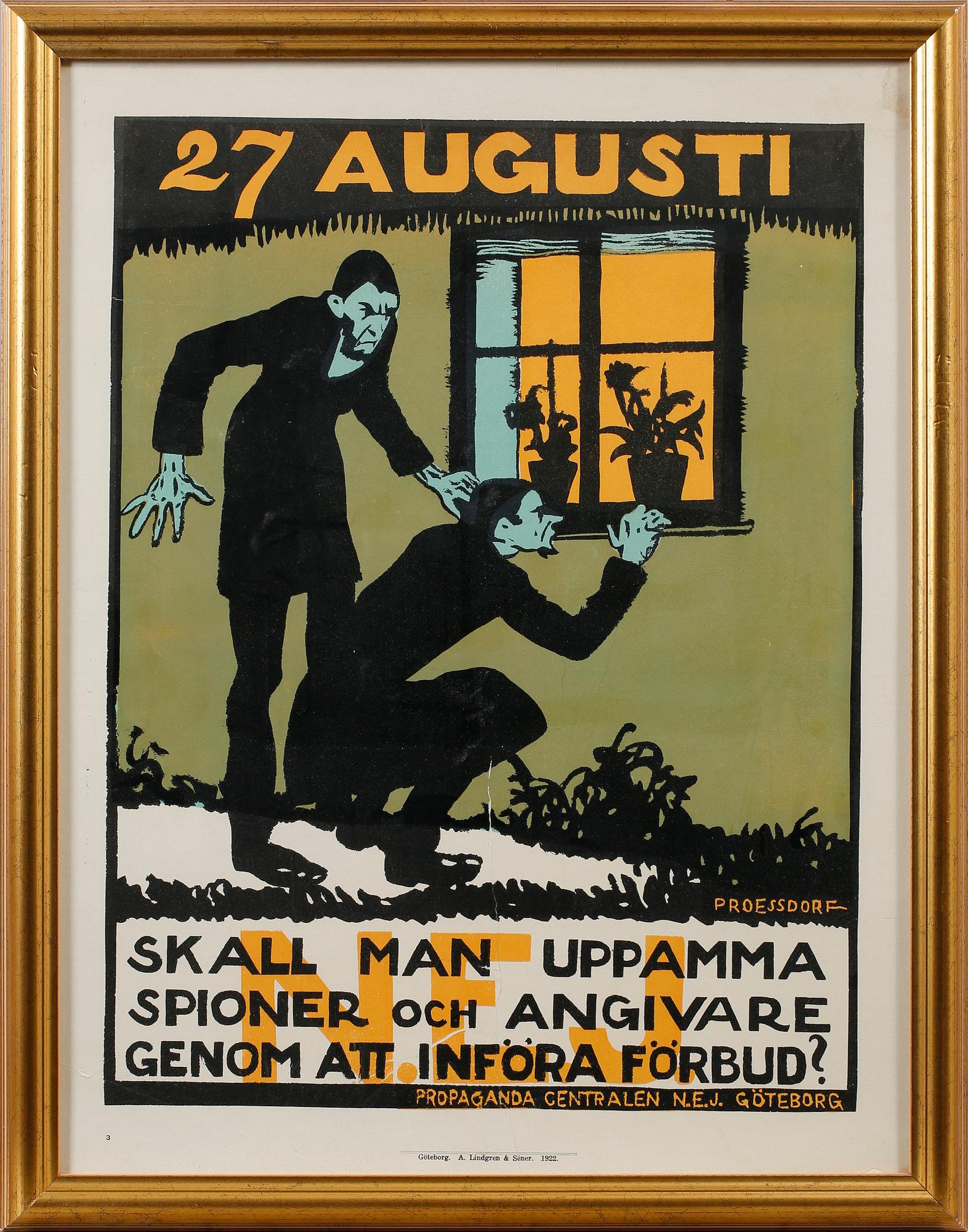 FÖRBUDSAFFISCH, Alfred Proessdorf, 1922.
