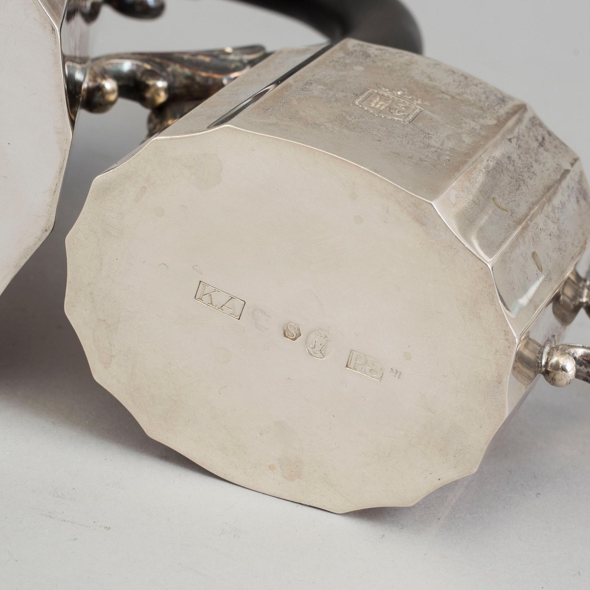 Three pieces silver coffee set from Karl Anderson, Stockholm, 1940-41.