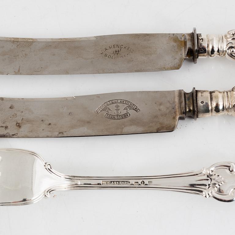 A Swedish 74-piece silver cutlery set, model 'Olga', mark of Folcker, Möllenborg, Carlberg a.o, 19th/20th century.